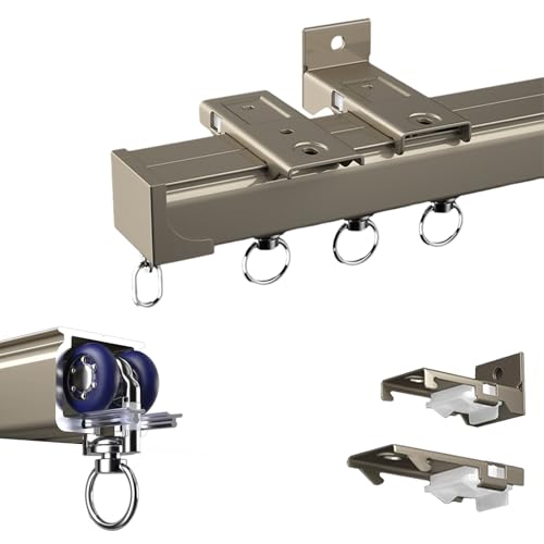 xinzyxx Komplett-Set mit 1-läufiger Vorhangschiene, Aluminium Gardinenschiene, Vorhangschienen-Set, 1-läufige Vorhangschiene Inklusive Zubehör, Schiebedeckenschienensystem für Vorhänge(Sekt,180cm) xinzyxx Komplett-Set mit 1-läufiger Vorhangschiene, Aluminium Gardinenschiene, Vorhangschienen-Set, 1-läufige Vorhangschiene Inklusive Zubehör, Schiebedeckenschienensystem für Vorhänge(Sekt,180cm) von xinzyxx