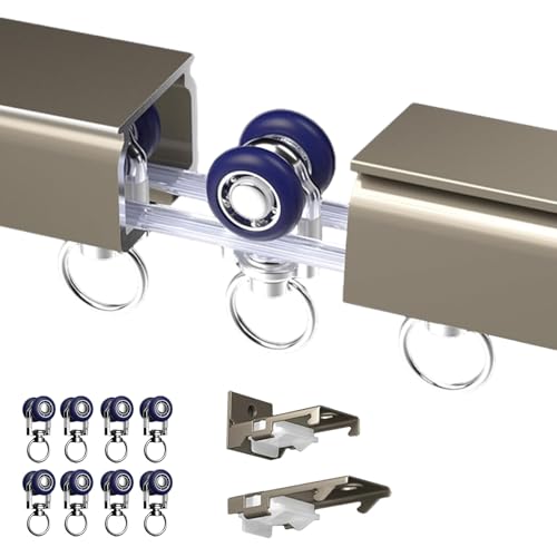 xinzyxx Vorhangschiene, Deckenvorhangschiene 0.5-6m, Vorhangschiene mit Stummen Rollen, Decke Oder Wand Montage - Vorhangschiene, Vorhangschiene Set für Vorhänge Raumteiler Balkon Büros(Sekt,70cm) von xinzyxx