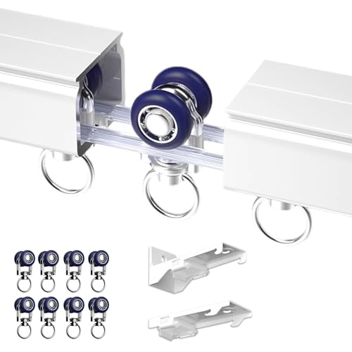 xinzyxx Vorhangschiene, Deckenvorhangschiene 0.5-6m, Vorhangschiene mit Stummen Rollen, Decke Oder Wand Montage - Vorhangschiene, Vorhangschiene Set für Vorhänge Raumteiler Balkon Büros(Weiß,60cm) von xinzyxx