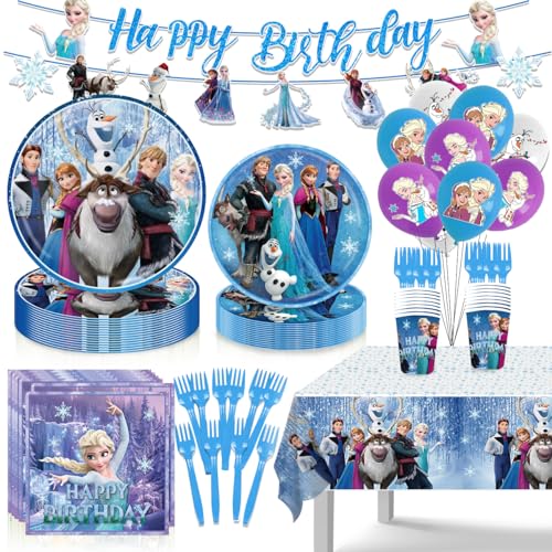111 Stück Frozzen Geburtstagsparty-Dekorationen, Geschirr, niedliches Thema, Happy Birthday-Partyzubehör, inklusive Banner, Teller in zwei Größen, Servietten, Tassen, Gabeln, Luftballons in 3 Farben 111 Stück Frozzen Geburtstagsparty-Dekorationen, Geschirr, niedliches Thema, Happy Birthday-Partyzubehör, inklusive Banner, Teller in zwei Größen, Servietten, Tassen, Gabeln, Luftballons in 3 Farben von xituodai