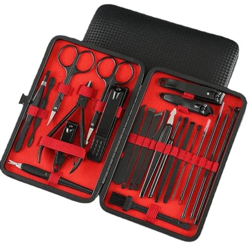 xiuling4568 24-teiliges Nagelknipser-Set aus Edelstahl, Augenbraue-Clip, Akne-Nadel, Schere, Zange, Pediküre-Messer, Entfernung abgestorbener Hautzellen, Nagelwerkzeuge von xiuling4568