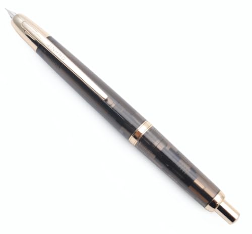 JINHAO 20 Press Füllfederhalter, einziehbarer Kappenloser Harzstift mit Tintenkonverter (EF Feder 0,4 mm, Transparentes Schwarz - Goldclip) von xixixiaozhu