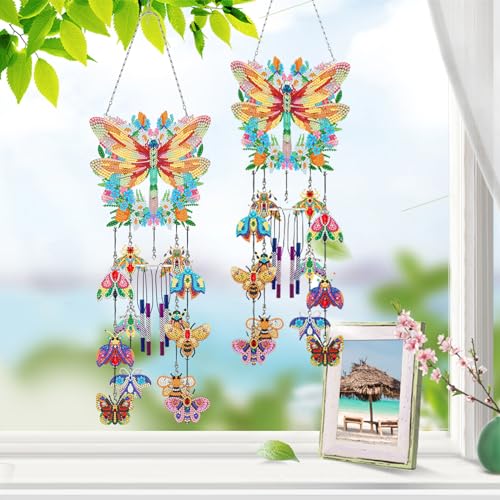 xlwen Suncatcher Crystal Diamond Painting Set, Rotating Wind Chime Craft Set,DIY Diamond Painting Windspiel Bastelset,Diamond Painting Schmetterling Anhänger für Window Decoration, Garden Decoration xlwen Suncatcher Crystal Diamond Painting Set, Rotating Wind Chime Craft Set,DIY Diamond Painting Windspiel Bastelset,Diamond Painting Schmetterling Anhänger für Window Decoration, Garden Decoration von xlwen