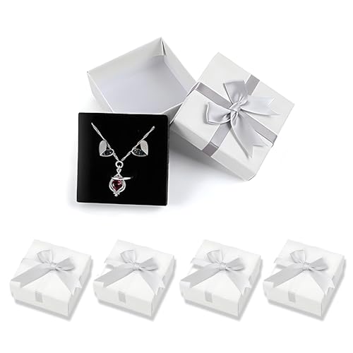 xlwen weißem Karton Schmuckschatulle 4 Pcs weißem Schmuck Box Karton, Geschenkschachtel Schmuck Perfekt zum Verschenken oder Aufbewahren von Armbändern, Ohrringen, Ringen, Anhängern.(9 x 9cm) von xlwen