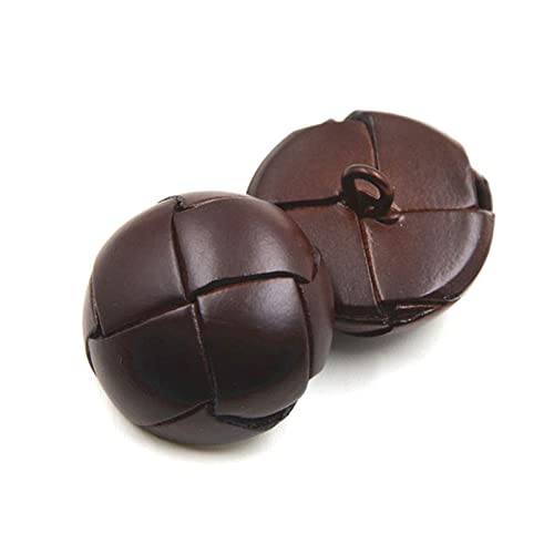 xlygood 5pcs echtes Leder überzogene Knöpfe 15mm-26mm Schwarzbrauner Lederknopf für Mäntel Jackenknöpfe, Kaffee, 26mm von BeerMmay