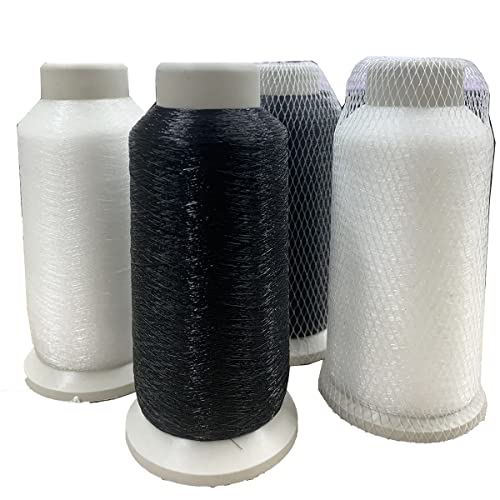 2 Spulen 40/2 Nähgarn 100% Polyester Nähgarn Spulen Weiß und Schwarz 4000 Meter pro Spule für Overlock-Nähmaschine (Nylon-Weiß-Schwarz) von xmf