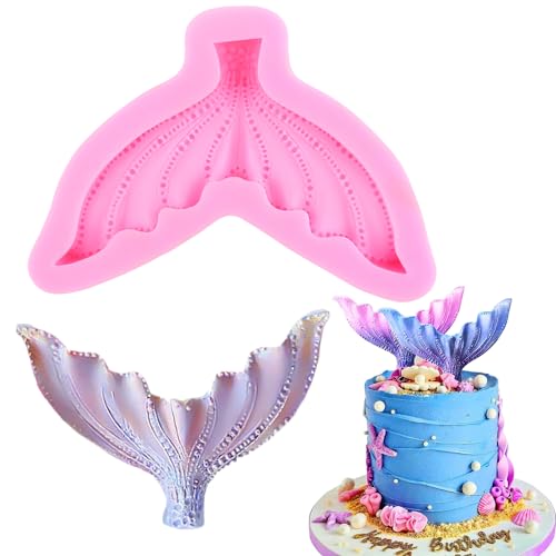 xmoldnms 3D-Silikon-Fondant-Form mit Meerjungfrauenschwanz, für Kuchendekoration, Cupcake-Topper, Süßigkeiten, Schokolade, Gummipaste, Modelliermasse von xmoldnms