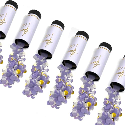Konfettikanonen Set, Konfetti Bombe, Konfetti Shooter, (Confetti-Push-Pop/Konfettikanone/Popper/Konfettibombe) für Hochzeit, Geburtstag, Silvester und sonstige Partys (Lila 6 Stück) von xnyker