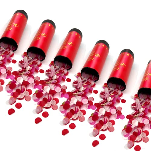 Konfettikanonen Set, Konfetti Bombe, Konfetti Shooter, (Confetti-Push-Pop/Konfettikanone/Popper/Konfettibombe) für Hochzeit, Geburtstag, Silvester und sonstige Partys (Rot 6 Stück). von xnyker