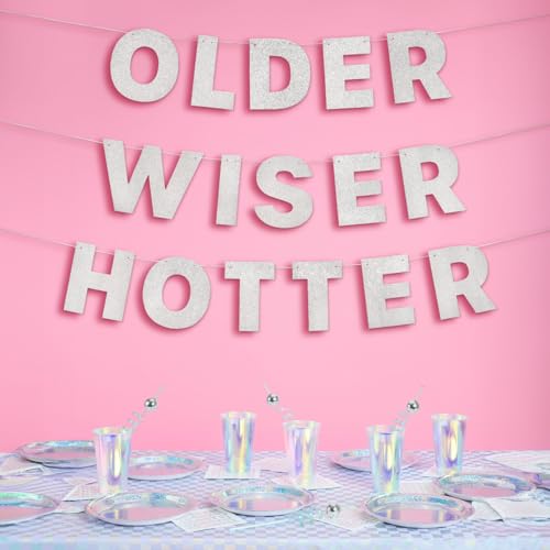 xo, Fetti Glitzer-Banner mit Aufschrift Older Wiser Hotter, 91 cm, lustige Geburtstagsparty-Dekoration, HBD, Gag-Geschenk, Fotoautomaten-Hintergrund xo, Fetti Glitzer-Banner mit Aufschrift Older Wiser Hotter, 91 cm, lustige Geburtstagsparty-Dekoration, HBD, Gag-Geschenk, Fotoautomaten-Hintergrund von xo, Fetti