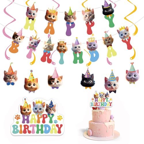 xolear 3 Stück Katzenthema Geburtstagsparty Dekorationen, Katze Kindergeburtstag Deko Mädchen Jungen, Glitzer Niedliches Kätzchen Cake Topper für Kinder Geburtstag Hochzeit Party Kuchen Dekorationen xolear 3 Stück Katzenthema Geburtstagsparty Dekorationen, Katze Kindergeburtstag Deko Mädchen Jungen, Glitzer Niedliches Kätzchen Cake Topper für Kinder Geburtstag Hochzeit Party Kuchen Dekorationen von xolear
