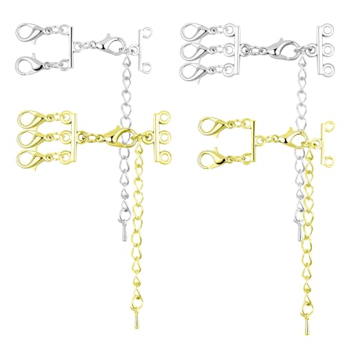 xolear 4 Stück Ketten Layering Verschluss, Doppel und Dreifach Stränge Halskettentrenner Verbinder Mehrsträngiger Extender, für Halskette Armband Ketten Schmuckherstellung Stapelbare, Gold Silber xolear 4 Stück Ketten Layering Verschluss, Doppel und Dreifach Stränge Halskettentrenner Verbinder Mehrsträngiger Extender, für Halskette Armband Ketten Schmuckherstellung Stapelbare, Gold Silber von xolear