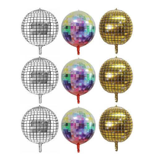 xolear 9 Stück Discokugel Luftballon, Mehrfarbige 4D Disco Folienballons, Retro Party Deko Disco Ballons für 70er 80er 90er Party Hochzeit Geburtstag Mottoparty Silvester Dekoration xolear 9 Stück Discokugel Luftballon, Mehrfarbige 4D Disco Folienballons, Retro Party Deko Disco Ballons für 70er 80er 90er Party Hochzeit Geburtstag Mottoparty Silvester Dekoration von xolear