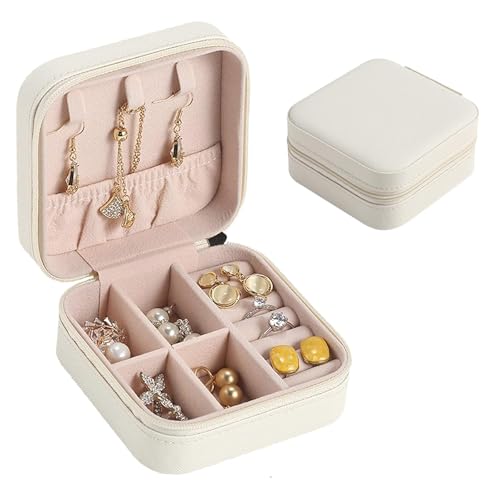 xolear Schmuckkästchen Klein, Schmuckkästchen Reise, Mini Schmuckschatulle für Mädchen, PU Leder Jewelry Organizer, Tragbar Schmuckaufbewahrung Schmuckbox Damen für Ohrringe Halsketten Ringe, Weiß xolear Schmuckkästchen Klein, Schmuckkästchen Reise, Mini Schmuckschatulle für Mädchen, PU Leder Jewelry Organizer, Tragbar Schmuckaufbewahrung Schmuckbox Damen für Ohrringe Halsketten Ringe, Weiß von xolear