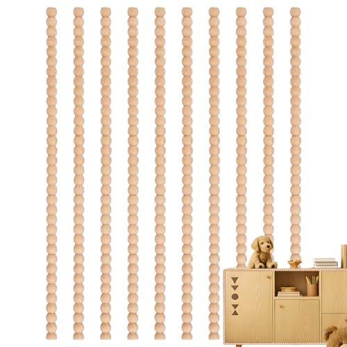10 Stück Holzleisten 40 Cm Zierleisten Holz Dekorative Perlenverzierungen, Halbes Holzperlen Für Bastelarbeiten, Schränke, Wandverkleidungen, Möbel, Wandverkleidungen von xowwyue