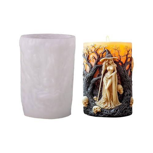 3D Hexen Kerzenform Silikonformen Gießformen Halloween Hexenform Bastelformen, Halloween Hexen Silikon Duftkerzenformen Für Harzguss, Gips, Und Wohndekotion 7,5 X 10,5 Cm von xowwyue