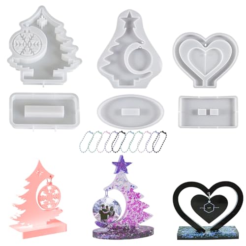 6 Stück Silikonformen Gießformen Weihnachten, Weihnachtsbaum Schneeflocke Herz Fotorahmen Silikon Gießformen Mit Sockel, Weihnachts Bastel Ornamente Epoxidharz Form Für Thanksgiving, Halloween 6 Stück Silikonformen Gießformen Weihnachten, Weihnachtsbaum Schneeflocke Herz Fotorahmen Silikon Gießformen Mit Sockel, Weihnachts Bastel Ornamente Epoxidharz Form Für Thanksgiving, Halloween von xowwyue