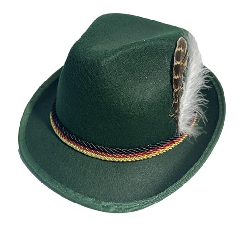 Jagdmeister Hut Oktoberfest Hut Herren Hat Costume Accessories Mit Truthahnfederh, Trachtenhut Kopfbedeckung Wiesn Hut Bayerischer Hut Für Cosplay, Urlaubsparty, Karneval 30x26x14cm von xowwyue