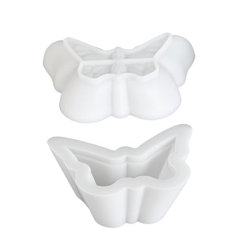 Schmetterling Kerzenhalter Silikonform Mit Deckel, Silikonformen Gießformen Schmetterlings-Zement-Gips-Epoxid-Gussform, Kerzenglasform Für Heimtisch, Hochzeit, Esszimmerdekoration von xowwyue