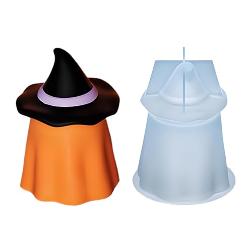 Silikonformen Gießformen Halloween Geist Kerzenformen Mit Hut, Geist Silikonform Gipsformen Zum Gießen, Halloween Dekoration Für Gips, Harzwachs, Kunstprojekte, Seifenkerzenständer 14,5x8,3x8,3 Cm von xowwyue