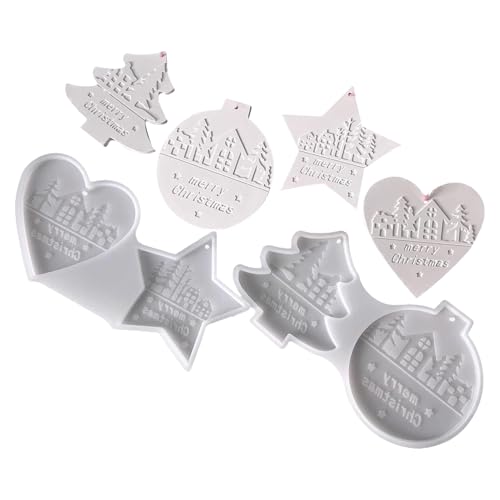 Silikonformen Gießformen Weihnachten Anhänger Silikonform Tannenbaum Stern Resin Formen Gipsformen Zum Gießen, Weihnachtsanhänger Backformen Werkzeuge Für Gips, Fondant, Ton, Beton von xowwyue