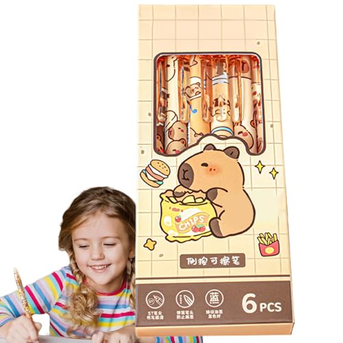 xowwyue 6 Stück Capybara Stifte Radierbarer Kugelschreiber Tintenroller Seitenklick Radierstift Gelstifte 0,5 Mm Einziehbare Tintenstifte Für Reibungsloses Schreiben 6,5x15,5 Cm xowwyue 6 Stück Capybara Stifte Radierbarer Kugelschreiber Tintenroller Seitenklick Radierstift Gelstifte 0,5 Mm Einziehbare Tintenstifte Für Reibungsloses Schreiben 6,5x15,5 Cm von xowwyue