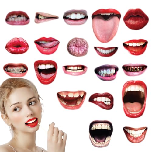 xowwyue Selfie Lustige Mund Lippen | 20X Photo Booth Requisiten Lippen mit Stick - Erstellen Sie unvergessliche Momente Lustiges Mund Bastelset für Verlobung, Abschlussfeier von xowwyue