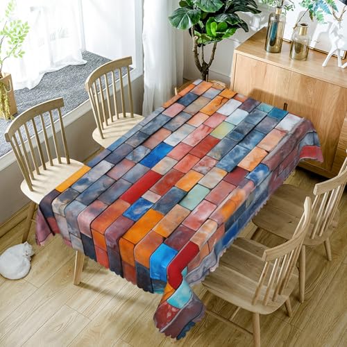Tischdecke Abwaschbar Buntes Ziegelmuster140x220cm Fleckschutz Abwaschbar Tischwäsche, Wasserdicht staubdicht Tischdecke für Outdoor Esszimmer, Garten, Party, Hochzeiten oder Haushalt Tischdecke Abwaschbar Buntes Ziegelmuster140x220cm Fleckschutz Abwaschbar Tischwäsche, Wasserdicht staubdicht Tischdecke für Outdoor Esszimmer, Garten, Party, Hochzeiten oder Haushalt von xpkvdsq