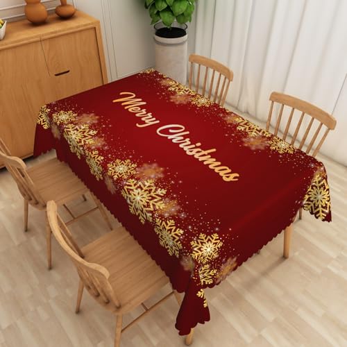 Tischdecke Abwaschbar Goldene Schneeflocken140x200cm Weihnachtstischdecke,Strapazierfä Leinen Faltenfrei Waschbar Wiederverwendbar für Küche Esstischdekoration Tischdecke Abwaschbar Goldene Schneeflocken140x200cm Weihnachtstischdecke,Strapazierfä Leinen Faltenfrei Waschbar Wiederverwendbar für Küche Esstischdekoration von xpkvdsq