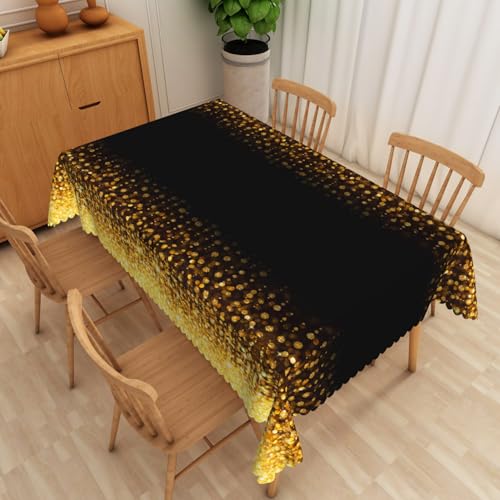 Tischdecke Abwaschbar Goldener Glitter140x220cm Polyesterdecke Wasserabweisend Abwischbare Tischtuch,Schmutzabweisend Tischwäsche für Garten Tafeldecke Ornamente Pflegeleicht Tischdecke Abwaschbar Goldener Glitter140x220cm Polyesterdecke Wasserabweisend Abwischbare Tischtuch,Schmutzabweisend Tischwäsche für Garten Tafeldecke Ornamente Pflegeleicht von xpkvdsq