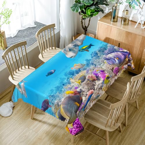 Tischdecke Abwaschbar Meerfisch Koralle140x180cm Polyesterdecke Wasserabweisend Abwischbare Tischtuch,Schmutzabweisend Tischwäsche für Garten Tafeldecke Ornamente Pflegeleicht Tischdecke Abwaschbar Meerfisch Koralle140x180cm Polyesterdecke Wasserabweisend Abwischbare Tischtuch,Schmutzabweisend Tischwäsche für Garten Tafeldecke Ornamente Pflegeleicht von xpkvdsq