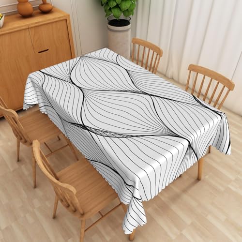 Tischdecke Abwaschbar Schwarze Geometrie140x220cm Weihnachtstischdecke,Strapazierfä Leinen Faltenfrei Waschbar Wiederverwendbar für Küche Esstischdekoration Tischdecke Abwaschbar Schwarze Geometrie140x220cm Weihnachtstischdecke,Strapazierfä Leinen Faltenfrei Waschbar Wiederverwendbar für Küche Esstischdekoration von xpkvdsq