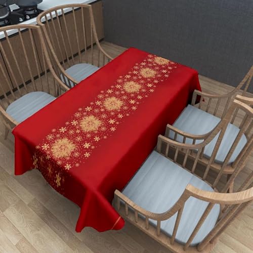 Tischdecke Rechteckige Goldene Schneeflocken140x240cm Weihnachtstischdecke,Strapazierfä Leinen Faltenfrei Waschbar Wiederverwendbar für Küche Esstischdekoration Tischdecke Rechteckige Goldene Schneeflocken140x240cm Weihnachtstischdecke,Strapazierfä Leinen Faltenfrei Waschbar Wiederverwendbar für Küche Esstischdekoration von xpkvdsq