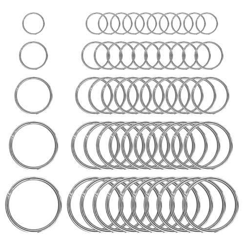 50 Stück Edelstahl Schlüsselringe, 30/28/25/20/15mm, Glatte Oberfläche Schlüssel Ringe, für DIY Handwerk Anhänger, Haustier Namensschilder und Glocken von xuefenfei