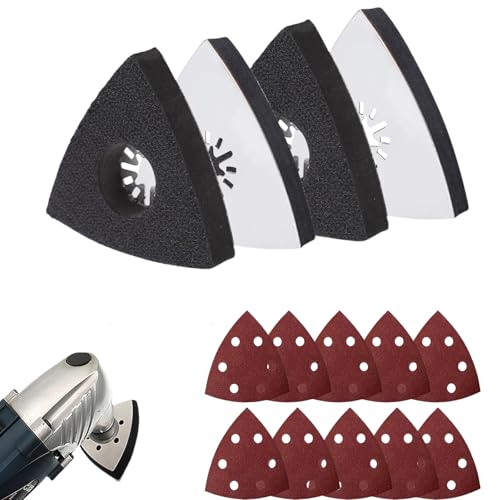4 Stück Schleifplatte Dreieck,Multifunktionales Schleifpapier-Set, Dreieckig, 10 Stück Schleifblätter mit Klettverschluss, für Holz, Metall, Automotive, Industrie 4 Stück Schleifplatte Dreieck,Multifunktionales Schleifpapier-Set, Dreieckig, 10 Stück Schleifblätter mit Klettverschluss, für Holz, Metall, Automotive, Industrie von xutong