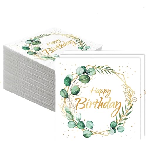80 Stück Papierservietten, Happy Birthday, Servietten Gold Grün Weiß Einweg 34 x 34 cm Motiv Tischdecke Dekoration für Mädchen Jungen Party Party Haus Geburtstag für oder Feier 80 Stück Papierservietten, Happy Birthday, Servietten Gold Grün Weiß Einweg 34 x 34 cm Motiv Tischdecke Dekoration für Mädchen Jungen Party Party Haus Geburtstag für oder Feier von xutong