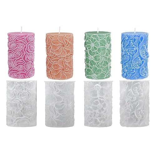 Kerzengießformen Set, 4 Stück Zylinder mit Blumenrelief, 10,8 cm x 7,3 cm, Kerzengießformen Set, 4 Stück Zylinder mit Blumenrelief, 10,8 cm x 7,3 cm, von xutong