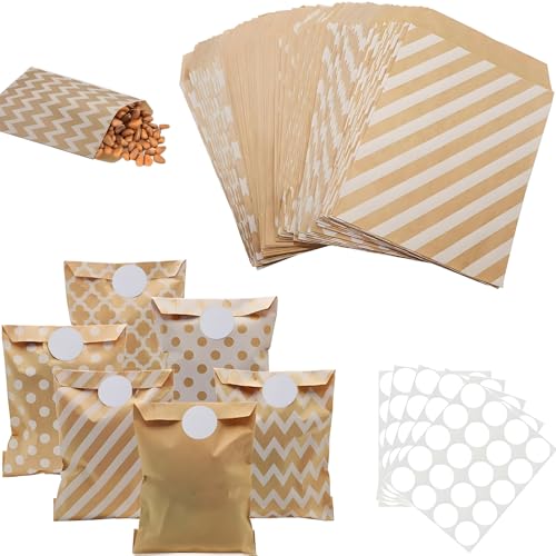 xutong 100 Stück Kraftpapiertüten, 100 Aufkleber, zum Verpacken von Brot, Keksen, Snacks, Papiertüten für Hochzeit Geburtstag xutong 100 Stück Kraftpapiertüten, 100 Aufkleber, zum Verpacken von Brot, Keksen, Snacks, Papiertüten für Hochzeit Geburtstag von xutong