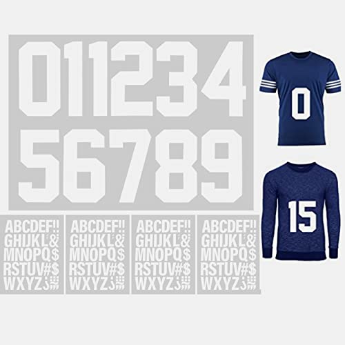 147 Stück DIY Buchstaben und Zahlen zum Aufbügeln, 8 Zoll Hoch Aufeisen Zahlen Aufkleber,und 2 Zoll Hoch zum Aufbügeln Buchstaben für Sport T-Shirt Jersey Fußball Baseball Team T-Shirt (weiß) von xutong