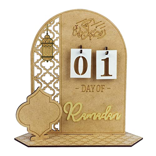 Ramadan Kalender, Eid Mubarak Dekoration, DIY Ramadan aus Holz, Ramadan Dekoration Eid Mubarak Adventskalender Countdown-Kalender, Ramadan Dekorationen Countdown-Kalender für Zuhause-A von xvxix