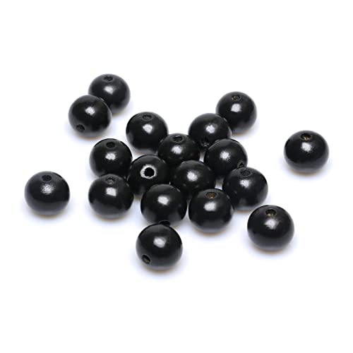 50 Stück 20 mm schwarze runde Holzperlen natürliche Holzperlen lose Abstandshalter Perlen für Girlande Schmuckherstellung Heimdekoration (4 mm Loch) von xw craft