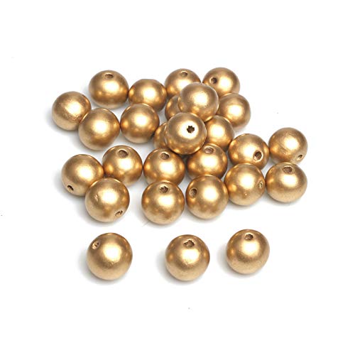 50 Stück goldene Holzperlen, natürlich, rund, lose Perlen, glatt, unlackiert, Abstandshalter, Perlenzubehör zum Basteln (4 mm Loch) von xw craft