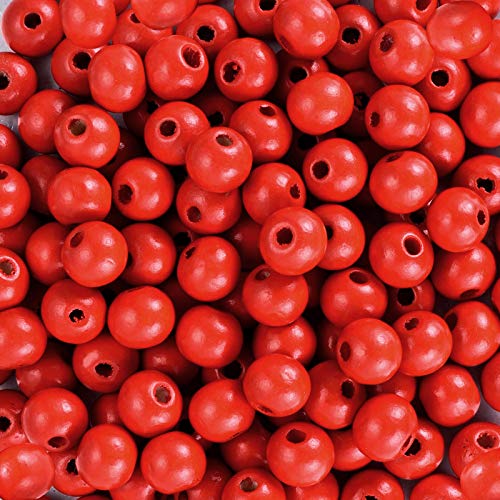Rote Holzperlen, 10 mm, 300 Stück, rund, gefärbte Holzperlen zum Basteln / zur Schmuckherstellung (3 mm Loch) von xw craft
