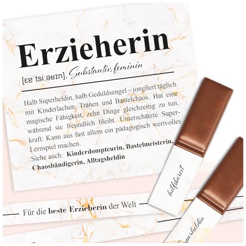 Aufkleber Set auf 3 Din A4 Sticker Bögen für Merci Schokolade für 250g Box als Geschenk ohne Schokoriegel zum persönlich Danke sagen Y062 (02 Erzieherin) von yabaduu