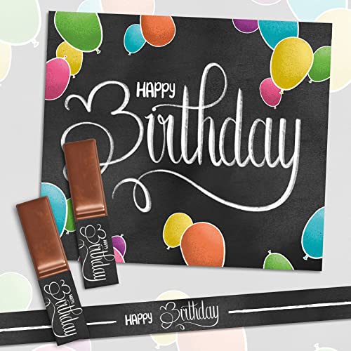 Aufkleber Set auf 3 Din A4 Sticker Bögen für Merci Schokolade für 250g Box als Geschenk ohne Schokoriegel zum persönlich Danke sagen Y062 (14 Happy Birthday Fun) von yabaduu