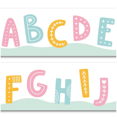 Bordüre 15cm x 200cm für Kinderzimmer Babyzimmer Dekor Aufkleber Wandbordüre selbstklebend Wandtattoo für Kinder Mädchen Junge Y033 (Alphabet) von yabaduu