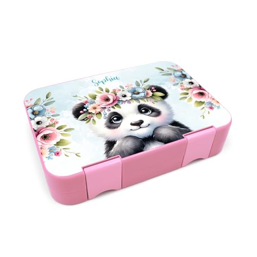 Schutzfolie für Brotzeitbox kompatibel mit Schmatzfatz Junior Passgenau 20,45x14cm mit Wunschname Kinder Lunchboxsticker Aufkleber Matt Sticker Zubehör Lunchbox (Y047-08 Pandabär, Mit Wunschname) von yabaduu