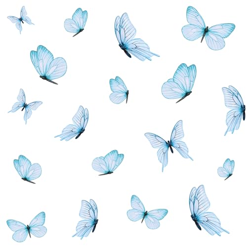 Wandaufkleber Set 18 Schmetterlinge auf 3 Din A4 Bögen Wandsticker für Kinderzimmer Wohnzimmer Deko Aufkleber Wandtattoo selbstklebend Y060 (Nr. 3 Blau) von yabaduu