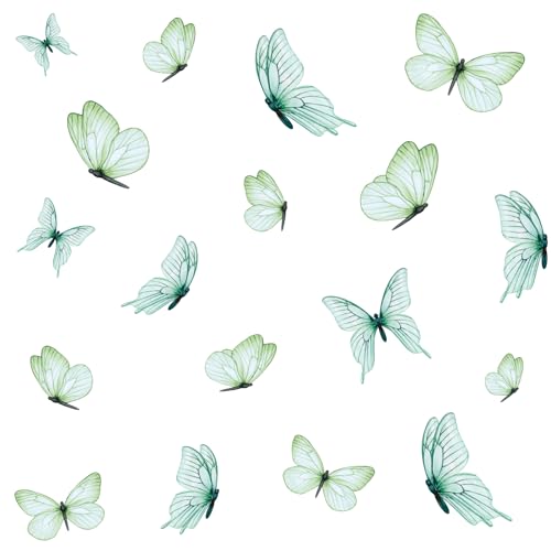 Wandaufkleber Set 18 Schmetterlinge auf 3 Din A4 Bögen Wandsticker für Kinderzimmer Wohnzimmer Deko Aufkleber Wandtattoo selbstklebend Y060 (Nr. 4 Grün) von yabaduu