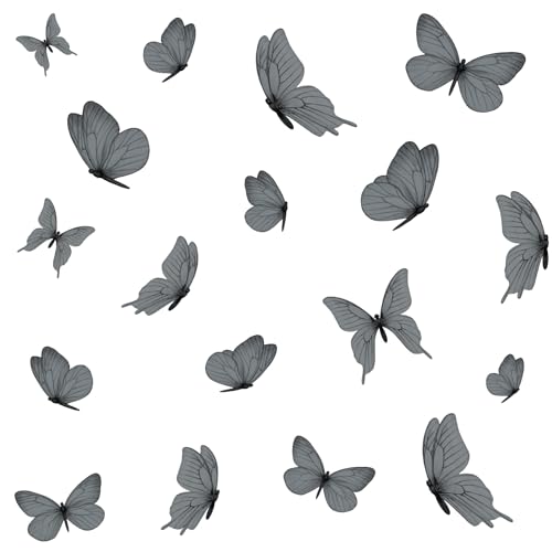Wandaufkleber Set 18 Schmetterlinge auf 3 Din A4 Bögen Wandsticker für Kinderzimmer Wohnzimmer Deko Aufkleber Wandtattoo selbstklebend Y060 (Nr. 5 Anthrazit) von yabaduu